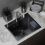 Мойка для кухни MIXLINE PRO 53х43х22 (3,0) настольный монтаж,  вып 3 1/2, сифон, графит черный