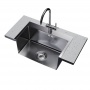 Мойка для кухни MIXLINE PRO 53х43х22 (3,0) настольный монтаж,  вып 3 1/2, сифон, графит черный
