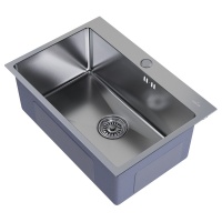 Мойка для кухни MIXLINE PRO 65х45х22 (3,0) настольный монтаж,  выпуск 3 1/2, сифон, сатин