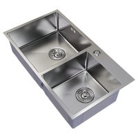 Мойка для кухни MIXLINE PRO 72х40х22см (3,0) настольный монтаж, 2 чаши, выпуск 3 1/2, сифон, сатин