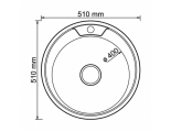 Мойка для кухни MIXLINE 510 мм, врезная, круглая, толщина 0,8 мм