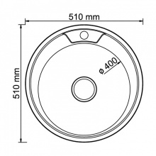 Мойка для кухни MIXLINE 510 мм, врезная, круглая, толщина 0,8 мм
