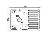 Мойка для кухни MIXLINE 600х800 мм, накладная, толщина 0,6 мм, левая