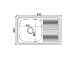 Мойка для кухни MIXLINE 500х800 мм, накладная, толщина 0,6 мм, левая