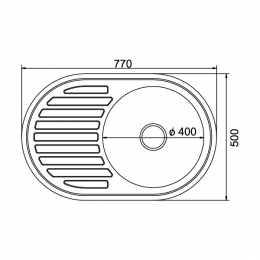 Мойка для кухни MIXLINE 500х770 мм, правая, врезная, овальная, толщина 0,8 мм