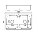 Мойка для кухни MIXLINE 500х800 мм, накладная, толщина 0,6 мм, две чаши