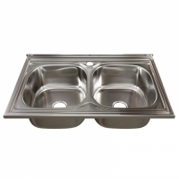 Мойка для кухни MIXLINE 500х800 мм, накладная, толщина 0,6 мм, две чаши