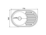 Мойка для кухни MIXLINE 500х770 мм, левая, врезная, овальная, толщина 0,8 мм