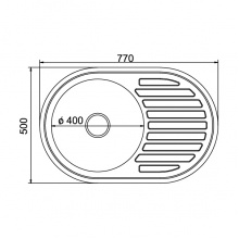 Мойка для кухни MIXLINE 500х770 мм, левая, врезная, овальная, толщина 0,8 мм