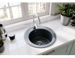 Мойка для кухни Aquaton Иверия D480мм, круглая, одна чаша, черный графит