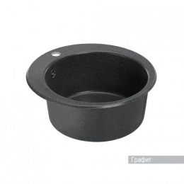 Мойка для кухни Aquaton Иверия D480мм, круглая, одна чаша, черный графит