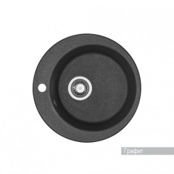 Мойка для кухни Aquaton Иверия D480мм, круглая, одна чаша, черный графит