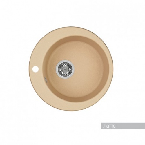 Мойка для кухни Aquaton Иверия D480мм, круглая, одна чаша, светло-бежевый латте купить в интернет магазине Санрай73