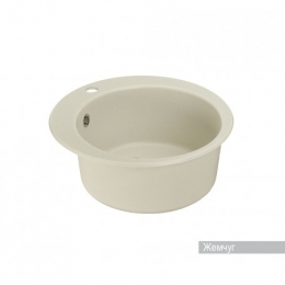 Мойка для кухни Aquaton Иверия D480мм, круглая, одна чаша, белый жемчуг