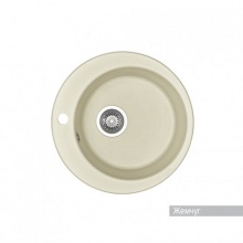 Мойка для кухни Aquaton Иверия D480мм, круглая, одна чаша, белый жемчуг