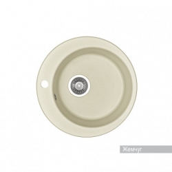 Мойка для кухни Aquaton Иверия D480мм, круглая, одна чаша, белый жемчуг