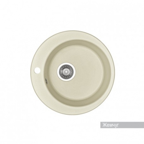 Мойка для кухни Aquaton Иверия D480мм, круглая, одна чаша, белый жемчуг купить в интернет магазине Санрай73