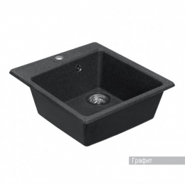 Мойка для кухни Aquaton Парма 470х510мм, квадратная, одна чаша, черный графит