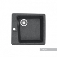 Мойка для кухни Aquaton Парма 470х510мм, квадратная, одна чаша, черный графит