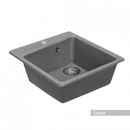 Мойка для кухни Aquaton Парма 470х510мм, квадратная, одна чаша, серый