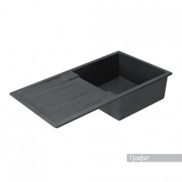 Мойка для кухни Aquaton Верона 860х500мм, прямоугольная с крылом, одна чаша, черный графит