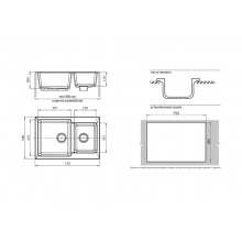 Мойка для кухни GRANFEST GF-P780K 780х510 мм, прямоугольная, две чаши, светло-розовый