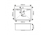 Мойка для кухни MELANA ProfLine H5545 3,0/200 врезная прямоугольная с коландером САТИН