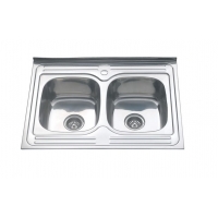 Мойка для кухни MELANA 8060S 0,8/180 две чаши накладная прямоугольная