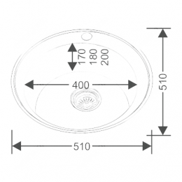 Мойка для кухни MELANA 510 0,6/170 врезная круглая с сифоном