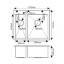 Мойка для кухня MELANA ProfLine H6151S 3,0/200 врезная прямоугольная с коландером САТИН две чаши