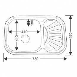 Мойка для кухни MELANA 7549 U 0,6/160 врезная прямоугольная универсальная с сифоном