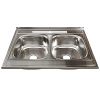 Мойка для кухни MIXLINE 600х800 мм, накладная, толщина 0,6 мм, две чаши