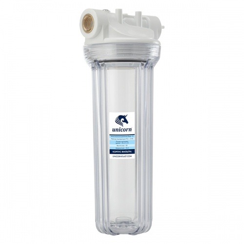 Фильтр магистральный UNICORN 1/2 10  прозрачный корпус для холодной воды купить в интернет магазине Санрай73