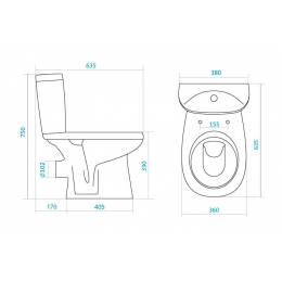 Унитаз-компакт Santek Анимо 1WH302133 белый с вертикальным выпуском, крышка дюропласт