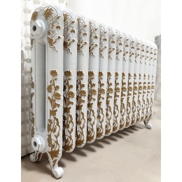 Радиатор чугунный Iron Lion Pion 400 13 секций, белый + узор золото