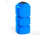 Емкость 500 литров прямоугольная (голубой) с отводами из бака 1 (2шт) Polimer Group F-500