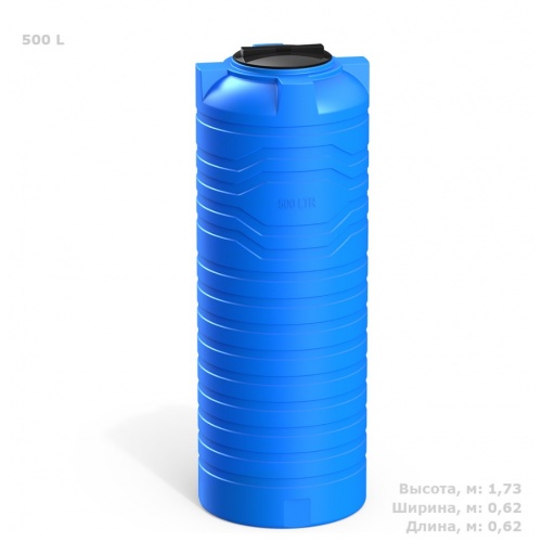 Емкость цилиндрическая узкая N 500 литров (голубой) Polimer Group купить в интернет магазине Санрай73