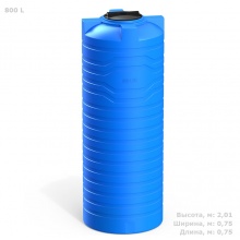 Емкость цилиндрическая узкая N 800 литров (голубой) Polimer Group