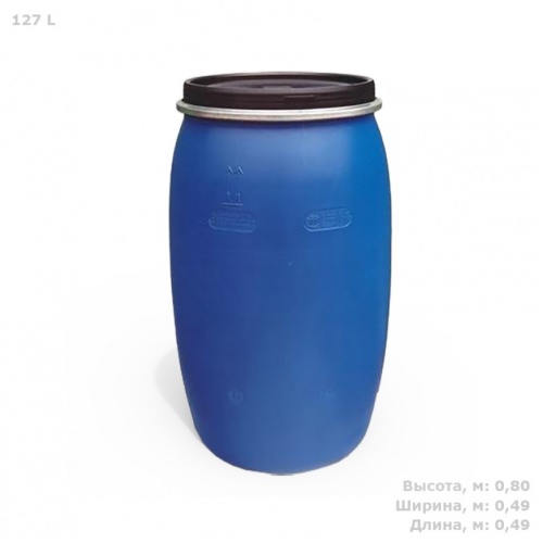 Бочка пластиковая 127 литров с крышкой на обруч Open Top (синий) Polimer Group купить в интернет магазине Санрай73