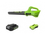 Воздуходувка аккумуляторная Greenworks Арт. 2404807UA, 24V, c 1хАКБ 2Ач и ЗУ