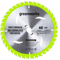 Диск пильный Greenworks 184x20 мм, 40T, по дереву для дисковой пилы (2943307)