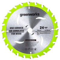 Диск пильный Greenworks 184x20 мм, 24T, по дереву для дисковой пилы (2943407)