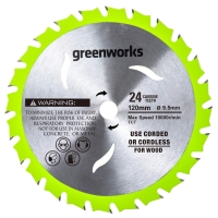Диск пильный Greenworks 120х9,5 мм, 24T, по дереву для дисковой мини пилы (2952507)