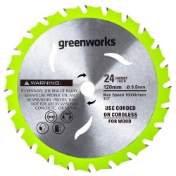 Диск пильный Greenworks 120х9,5 мм, 24T, по дереву для дисковой мини пилы (2952507)