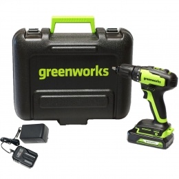 Дрель-шуруповерт Greenworks GD24DD35K2, 24V, бесщеточная, 35Нм, c 1хАКБ 2Ач и ЗУ 2А, в кейсе (3704007UA)