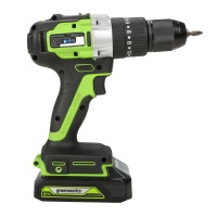 Дрель-шуруповерт ударная Greenworks GD24DD60, 24V, бесщеточная, 60Нм, c 1хАКБ 2Ач и ЗУ 2А, в кейсе (3704107UA)