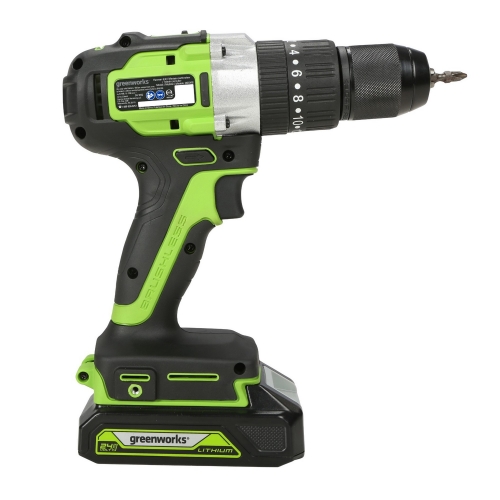 Дрель-шуруповерт ударная Greenworks GD24DD60, 24V, бесщеточная, 60Нм, c 1хАКБ 2Ач и ЗУ 2А, в кейсе (3704107UA) купить в интернет магазине Санрай73