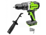 Дрель-шуруповерт ударная Greenworks GD24DD140, 24V, бесщеточная, 140Нм, anti-kickback,без АКБ и ЗУ (3707607)