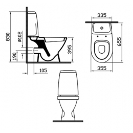 Унитаз-компакт Vitra Grand 9763B003-0567 с сиденьем дюропласт