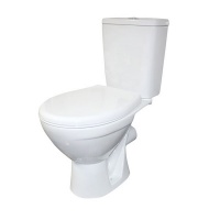 Унитаз-компакт Rosa Соло Люкс белый сиденье микролифт, гориз, нижн,  2-кн.арм.